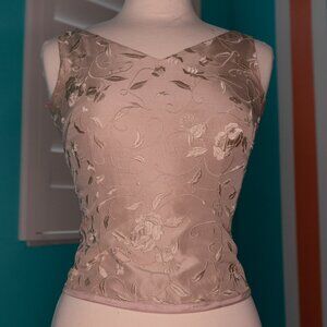 Elegant Floral Embroidered Sleeveless Top